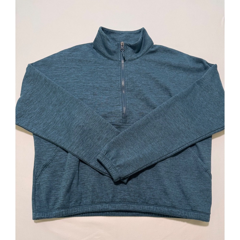 Kyodan Outdoor Womens Quarter Zip Fleece Pullover Teal Blue Space Dye Medium
